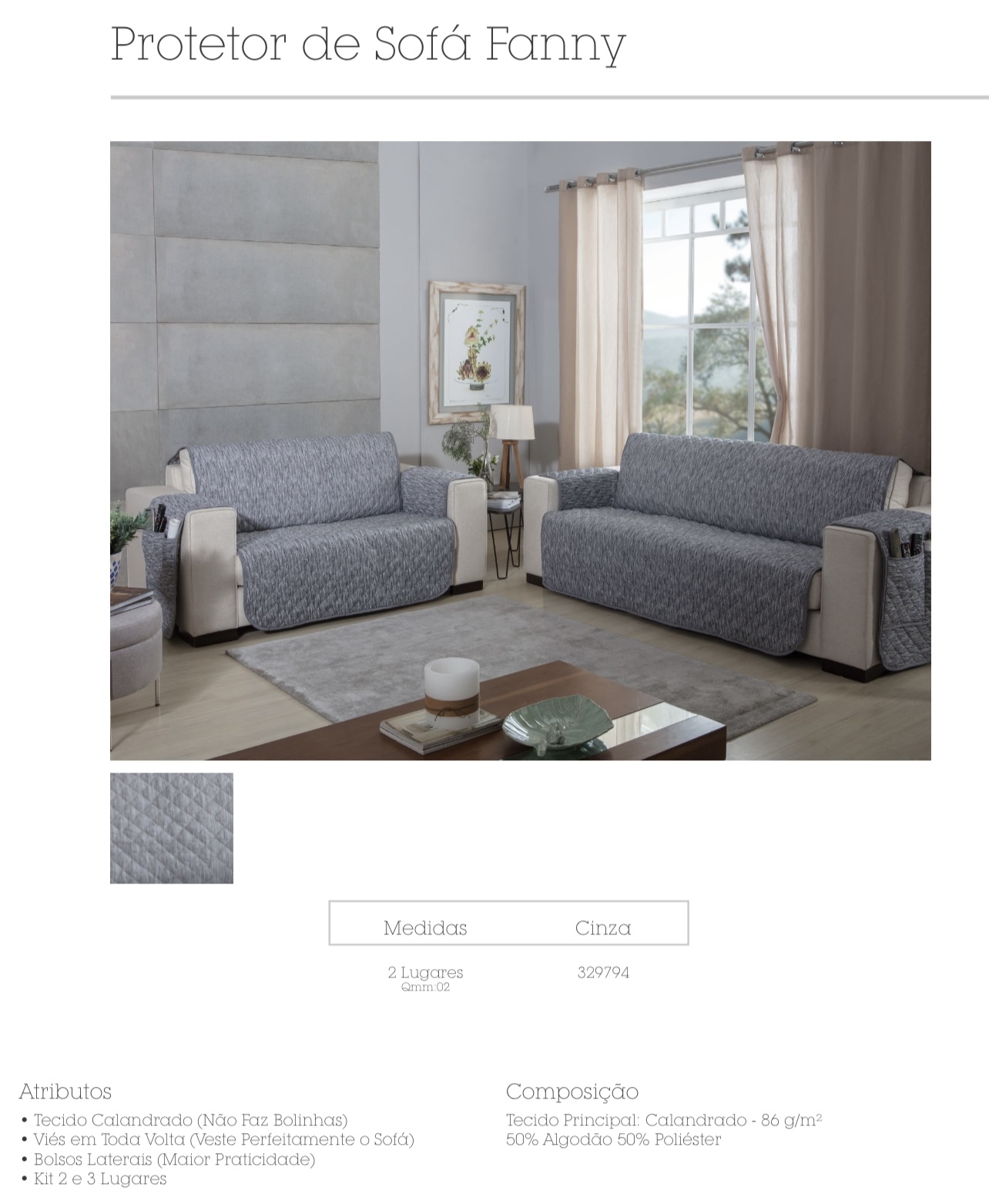 PROTETOR SOFA P/2 L