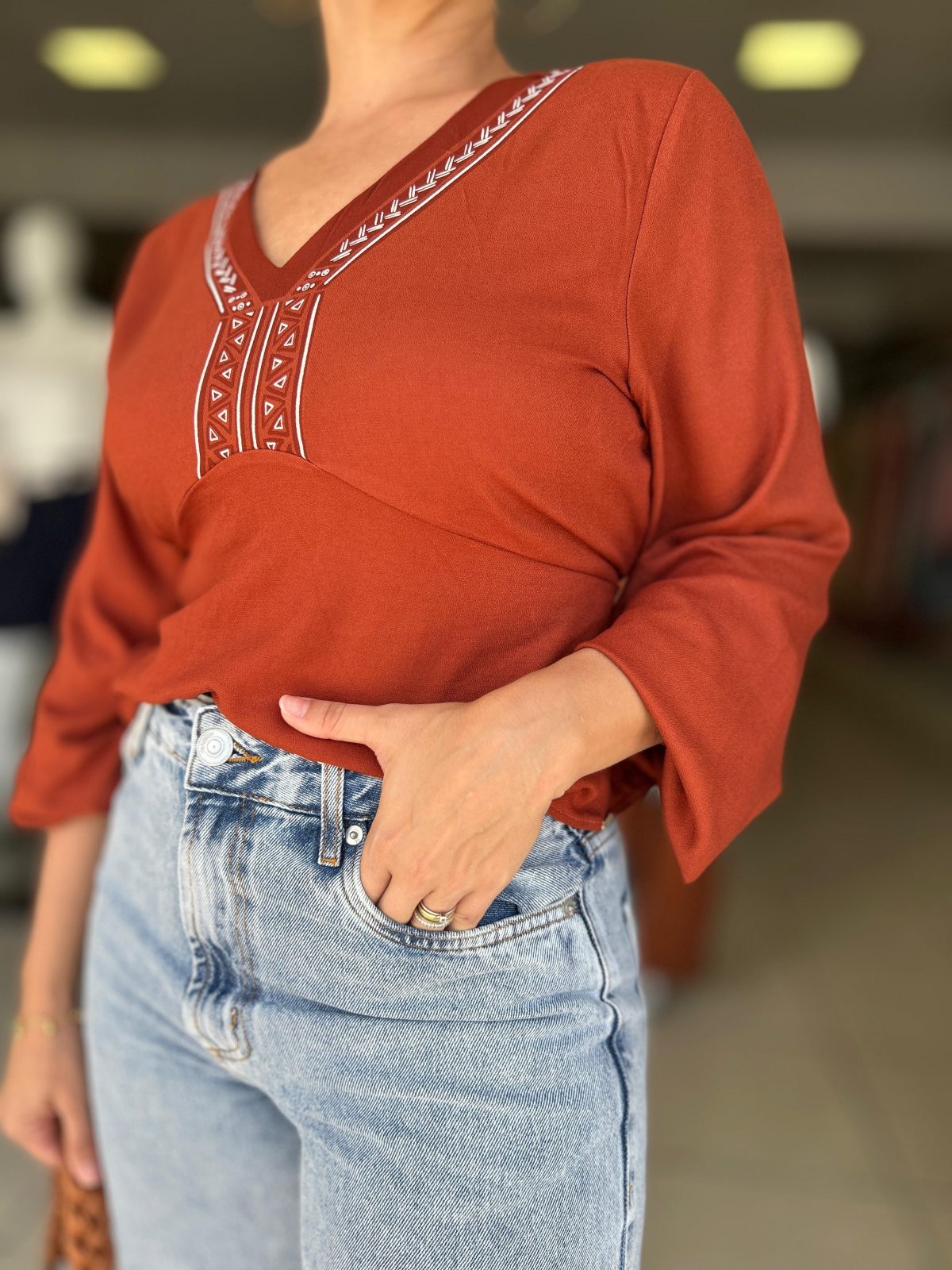 BLUSA BATA FEM ADT ML REF.C60755 TRRCOTA P.