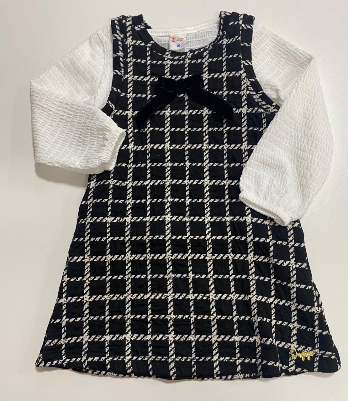 CONJ FEM INF ML+VESTIDO REF.8233 BCO/PTO 1.