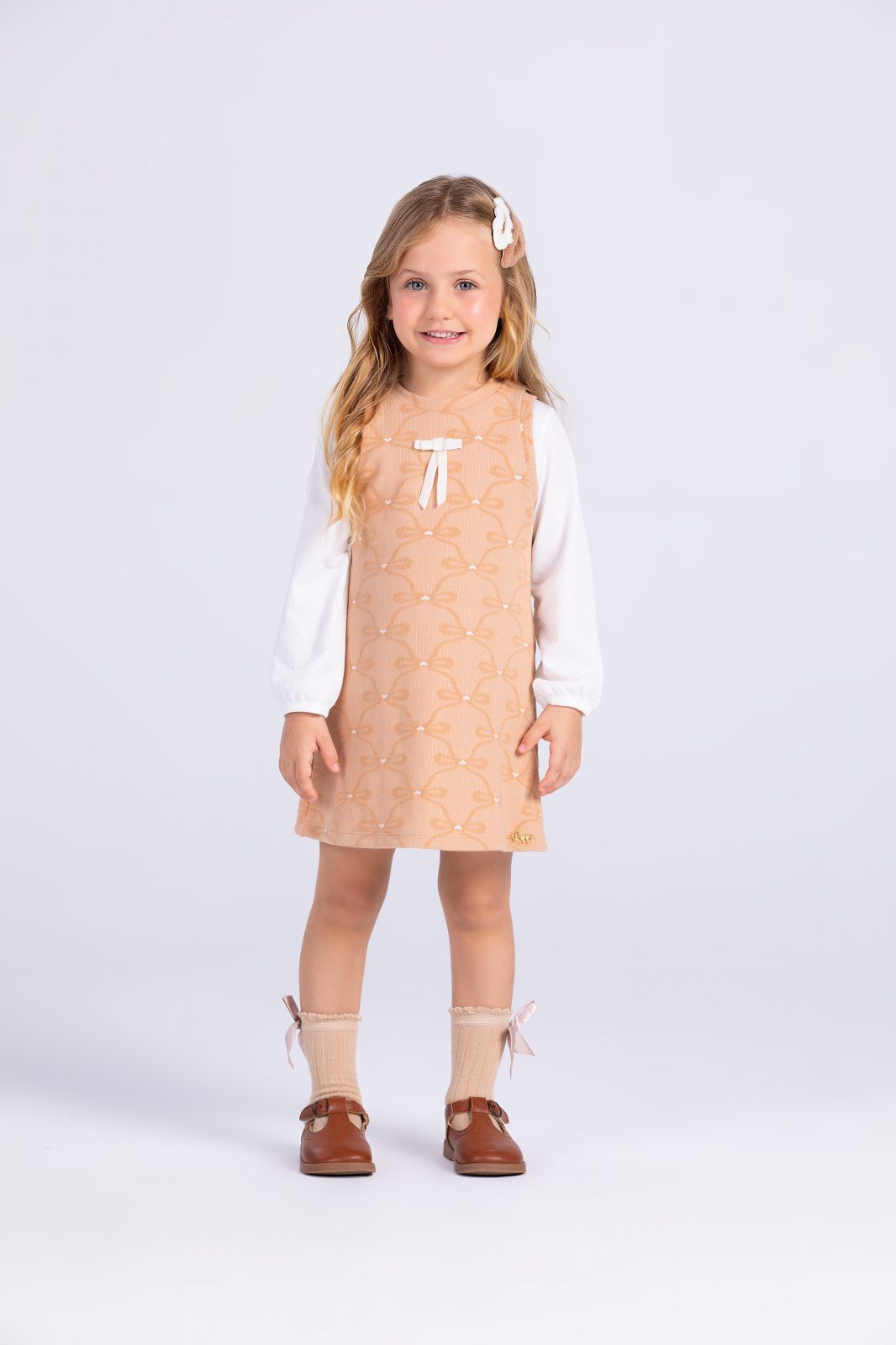 CONJ FEM INF ML+VESTIDO REF.8728 CRML/BCO 1.