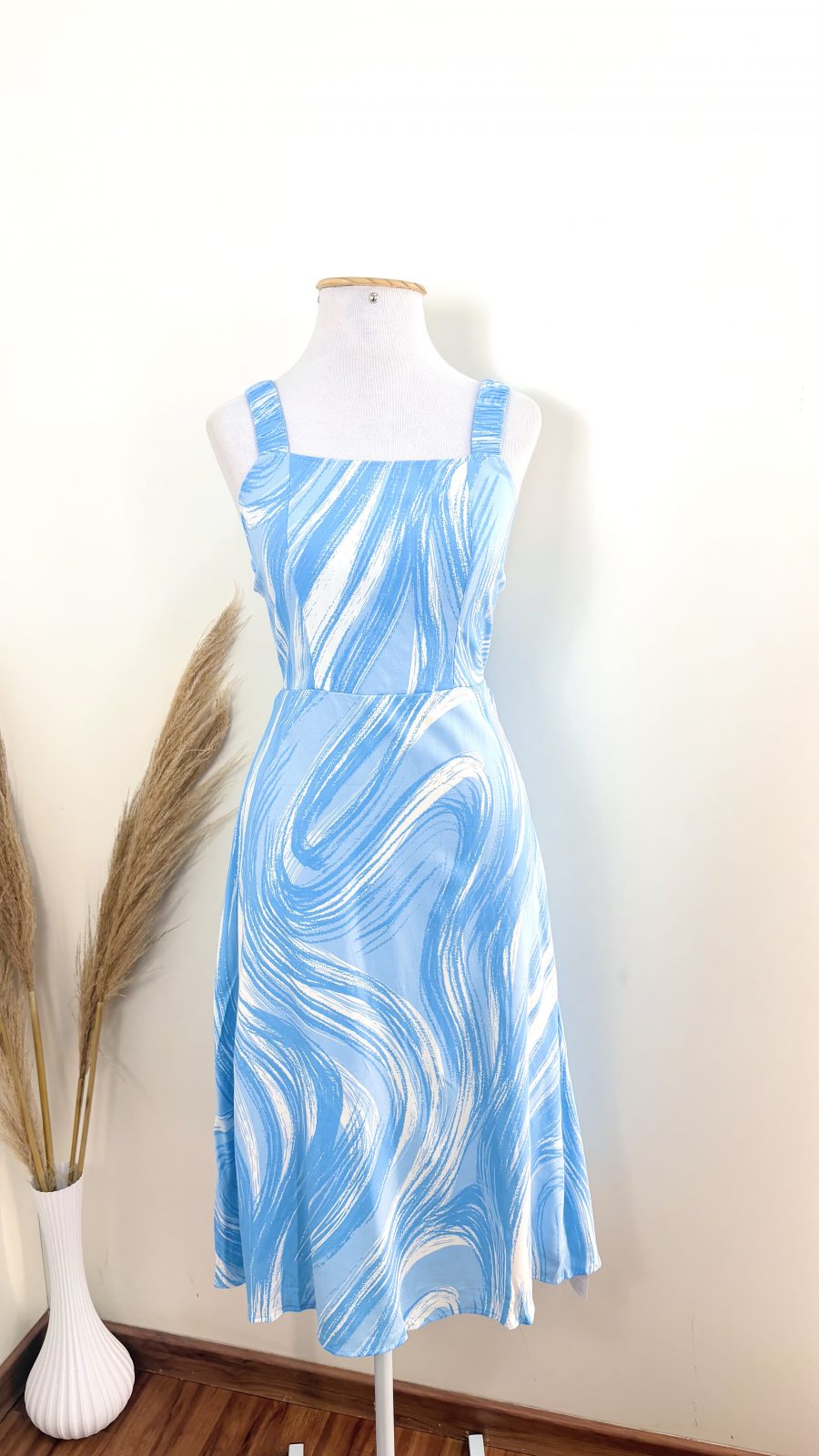 VESTIDO FEM C/ALÇ MID REF.H80457 AZL/EST M.