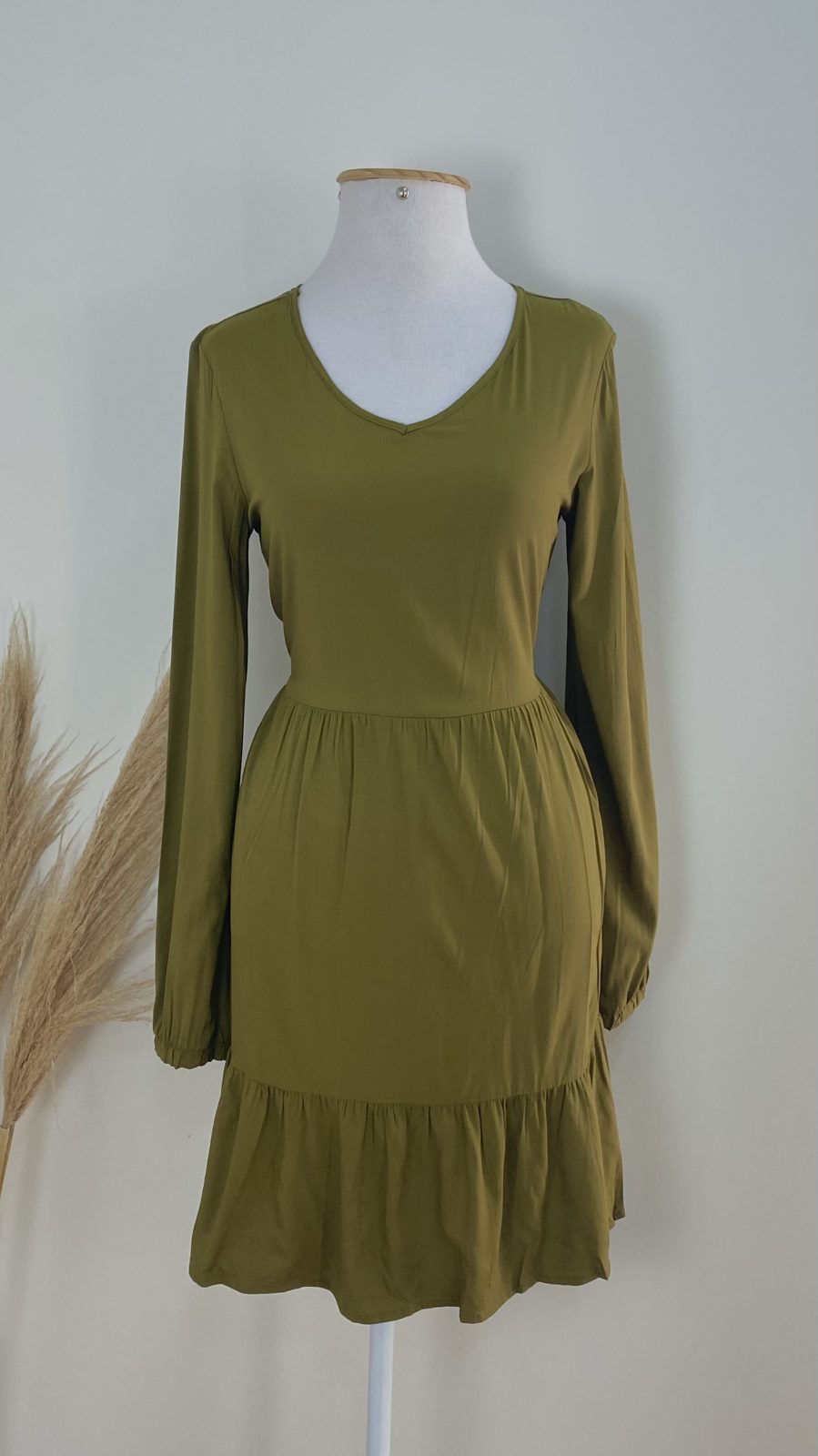 VESTIDO FEM ADT ML CRT REF.H80500 VRD OLV P.