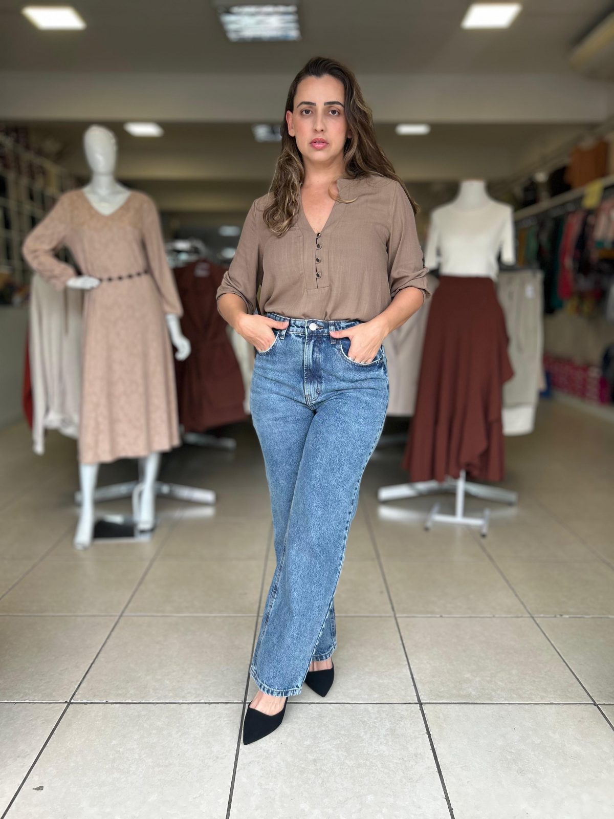 BLUSA FEM ADT 3/4 REF.HFA3 N90/BCO M.