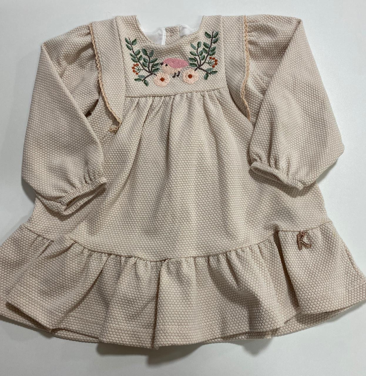 VESTIDO FEM INF ML R48 REF.2100110 AREIA 2.