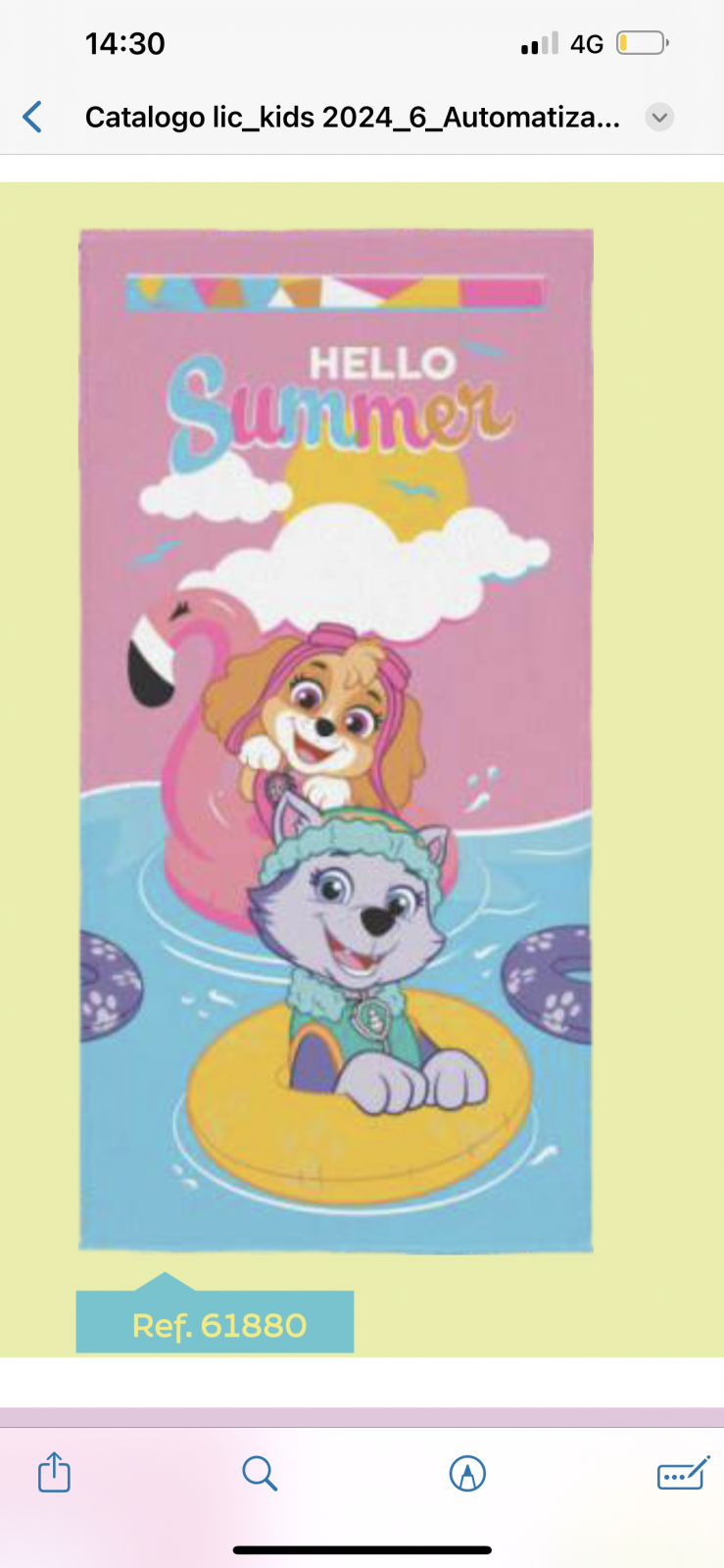 TOALHA FEM INF P.CANINA REF.61880 AZL 70X140.