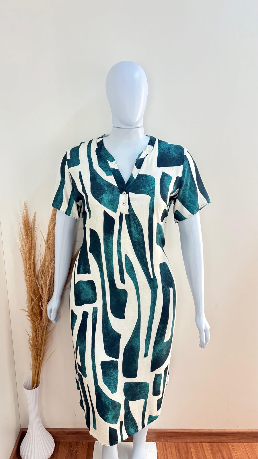 VESTIDO FEM MM MID REF.C0337 BCO/VRD M.