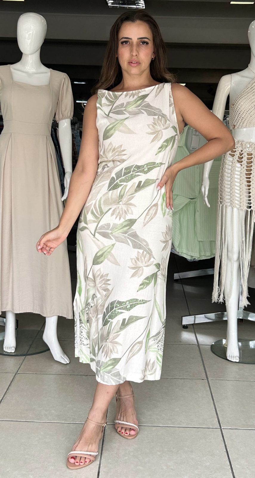 VESTIDO FEM SM MID R09 REF.123905 BCO/VRD P.