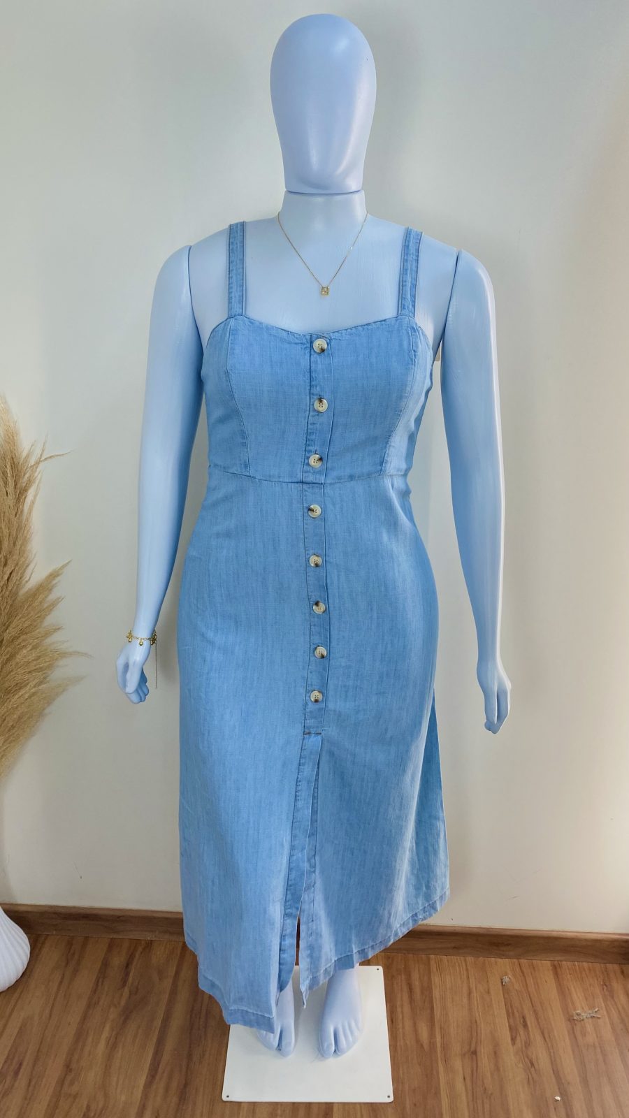 VESTIDO FEM ADT C/ALÇ REF.131432 AZL/CL G.