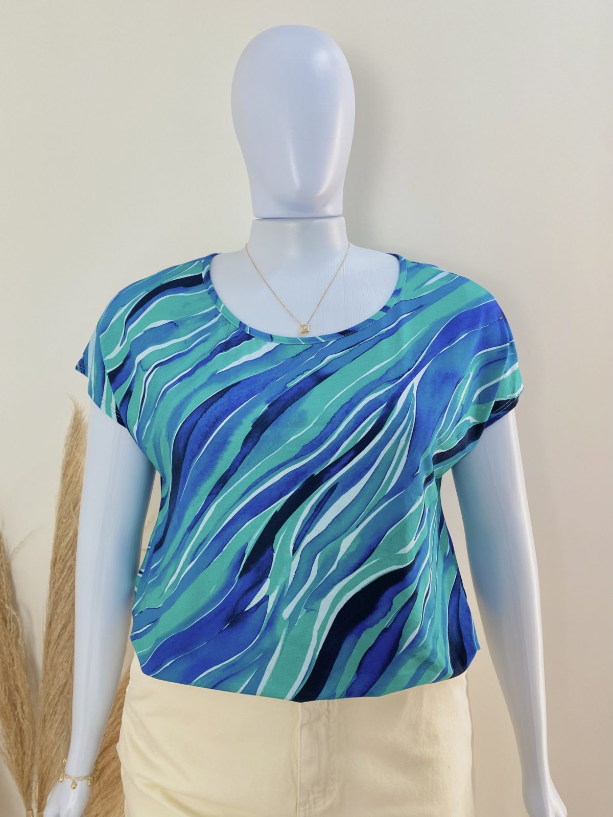 BLUSA FEM ADT MM REF.132901 AZL/VRD G1.