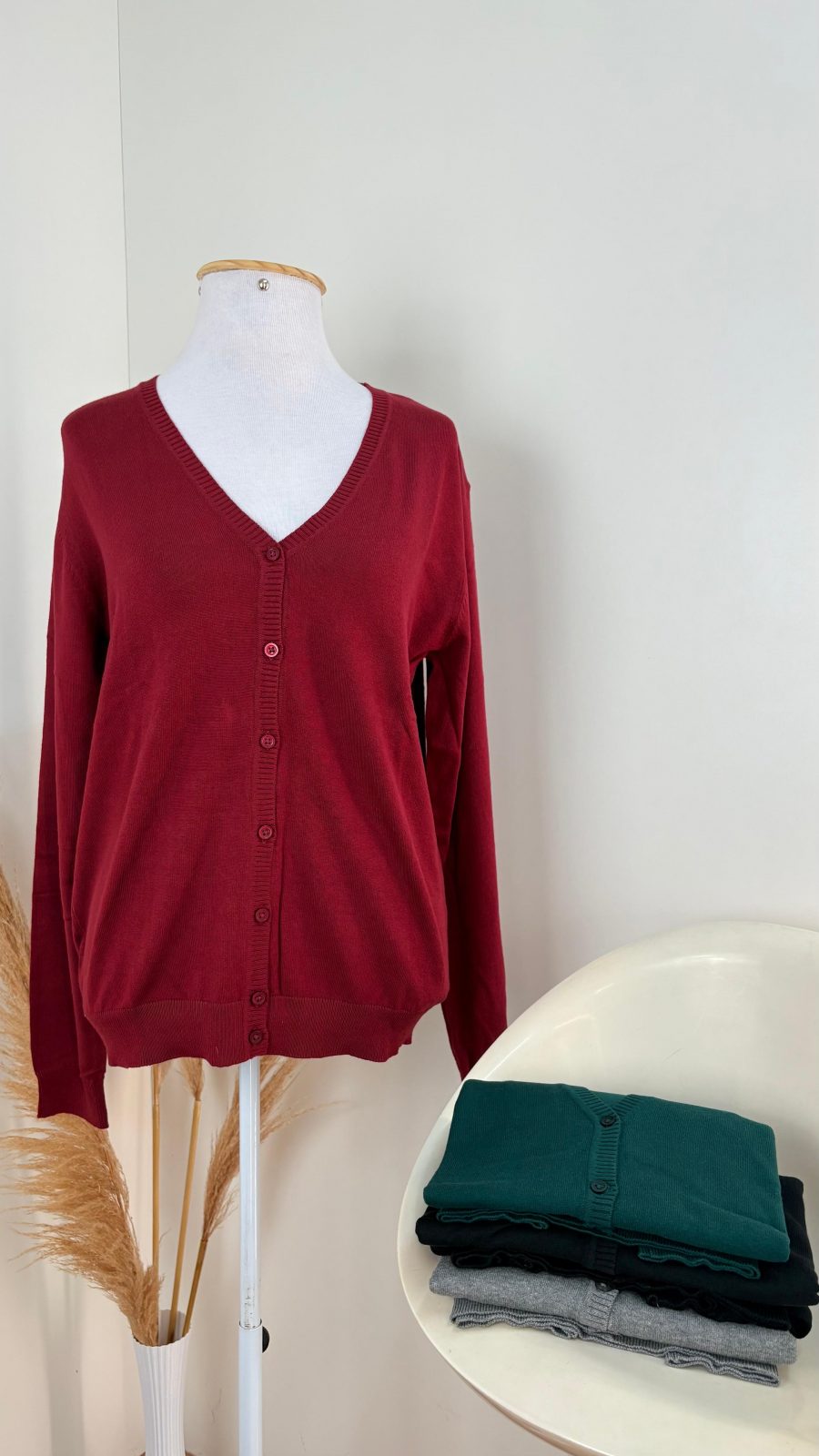 CARDIGAN FEM ML C/BOTAO R09 REF.19274 PTO P.