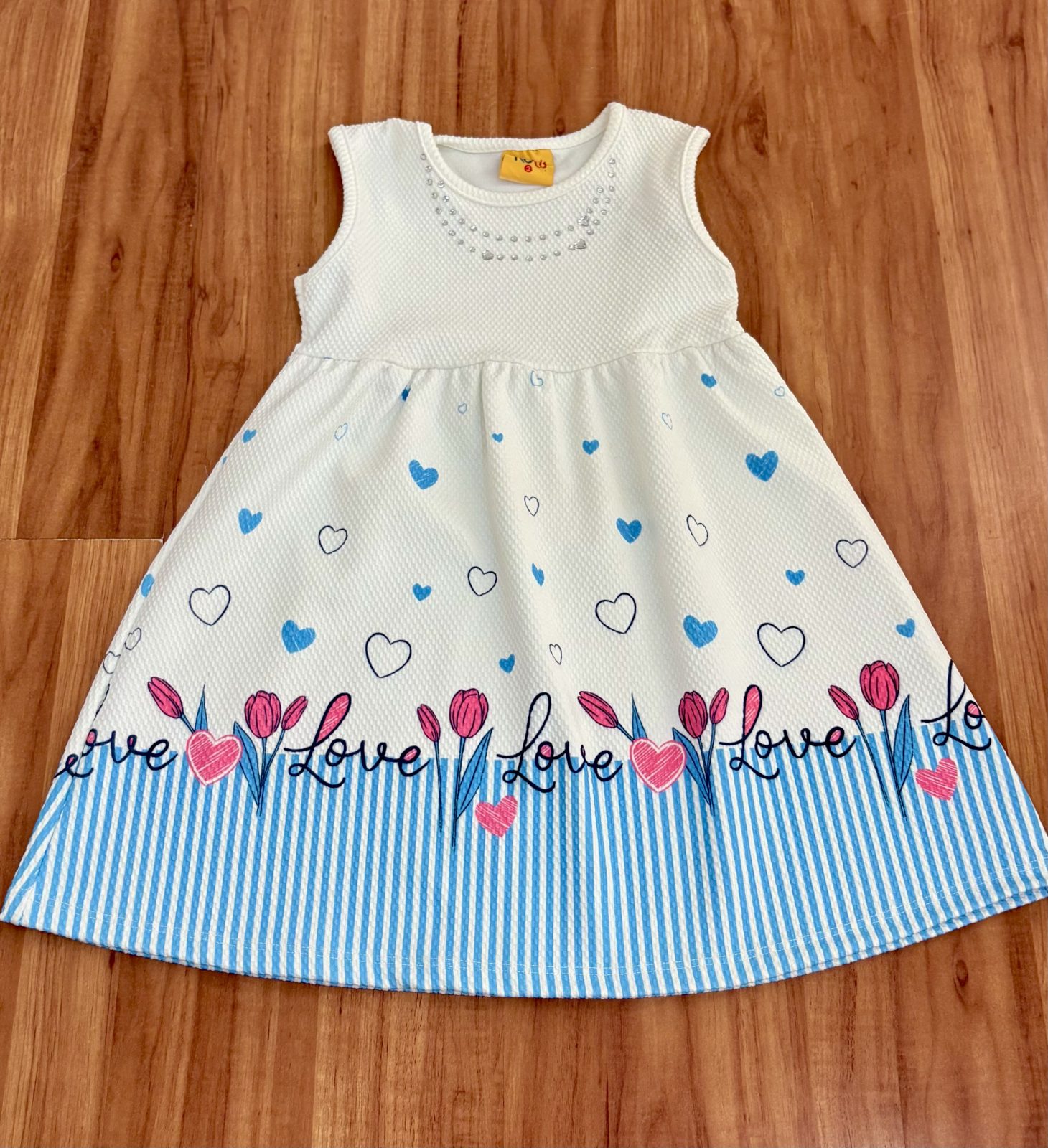 VESTIDO FEM INF SM R01 REF.89112 BCO/AZL 1.