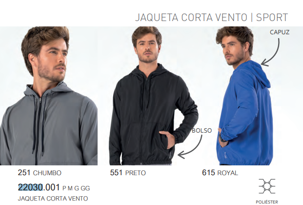 JAQUETA MASC ADT CRT VENTO REF.22030 CHB P.