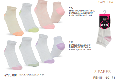 KIT3 MEIA FEM ADT SPT REF.4790 BCO/STD 34A39.