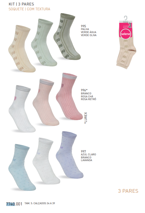KIT3 MEIA FEM ADT SQT REF.7740 997/STD 34A39.