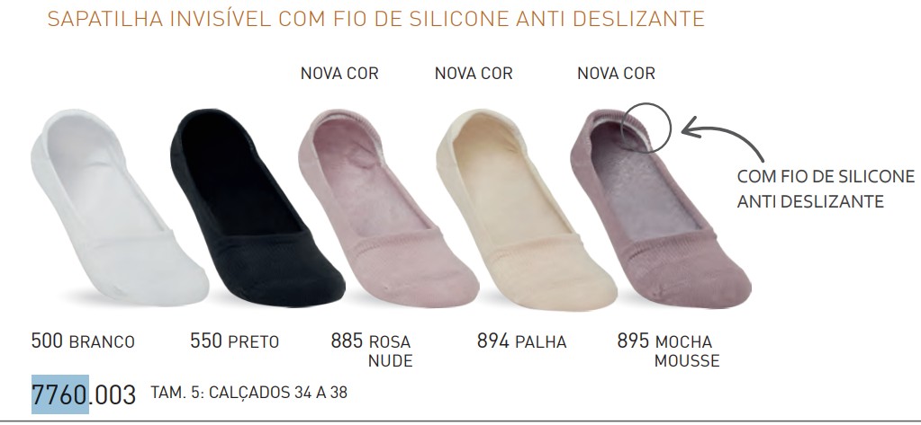MEIA FEM ADT SPTLH INVSL REF.7760 BCO 34A38.