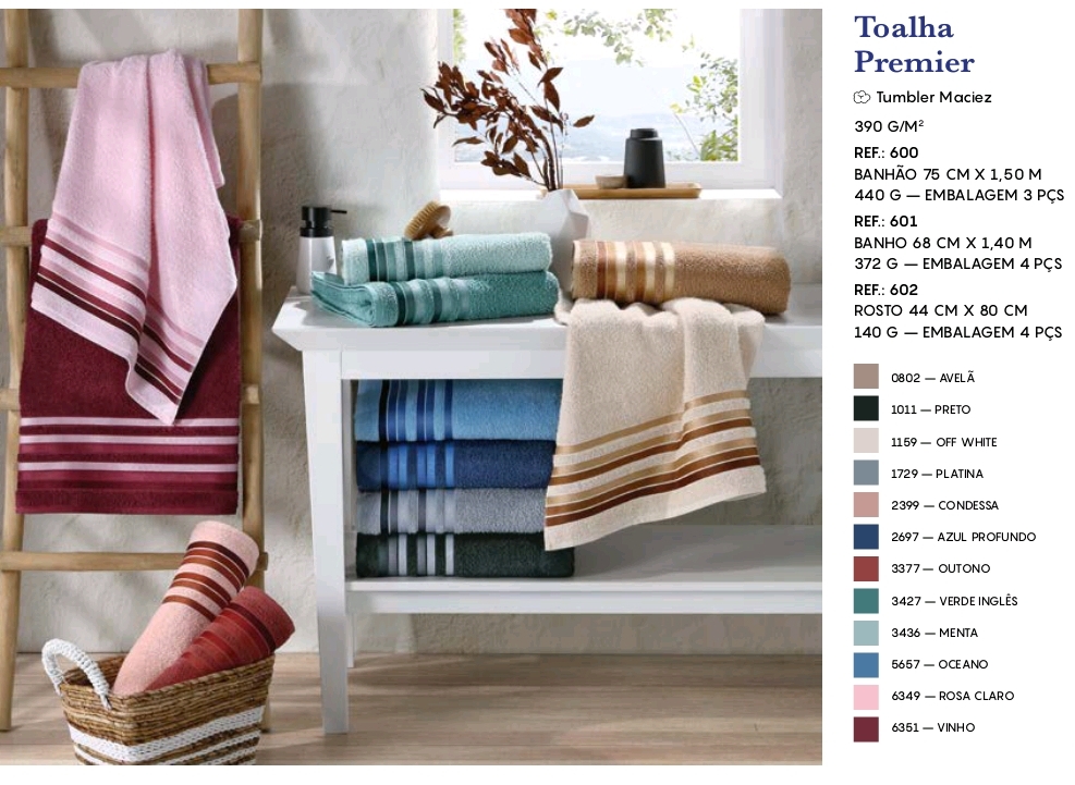 TOALHA ROSTO PREMIER REF.602 VNH 44X80CM.