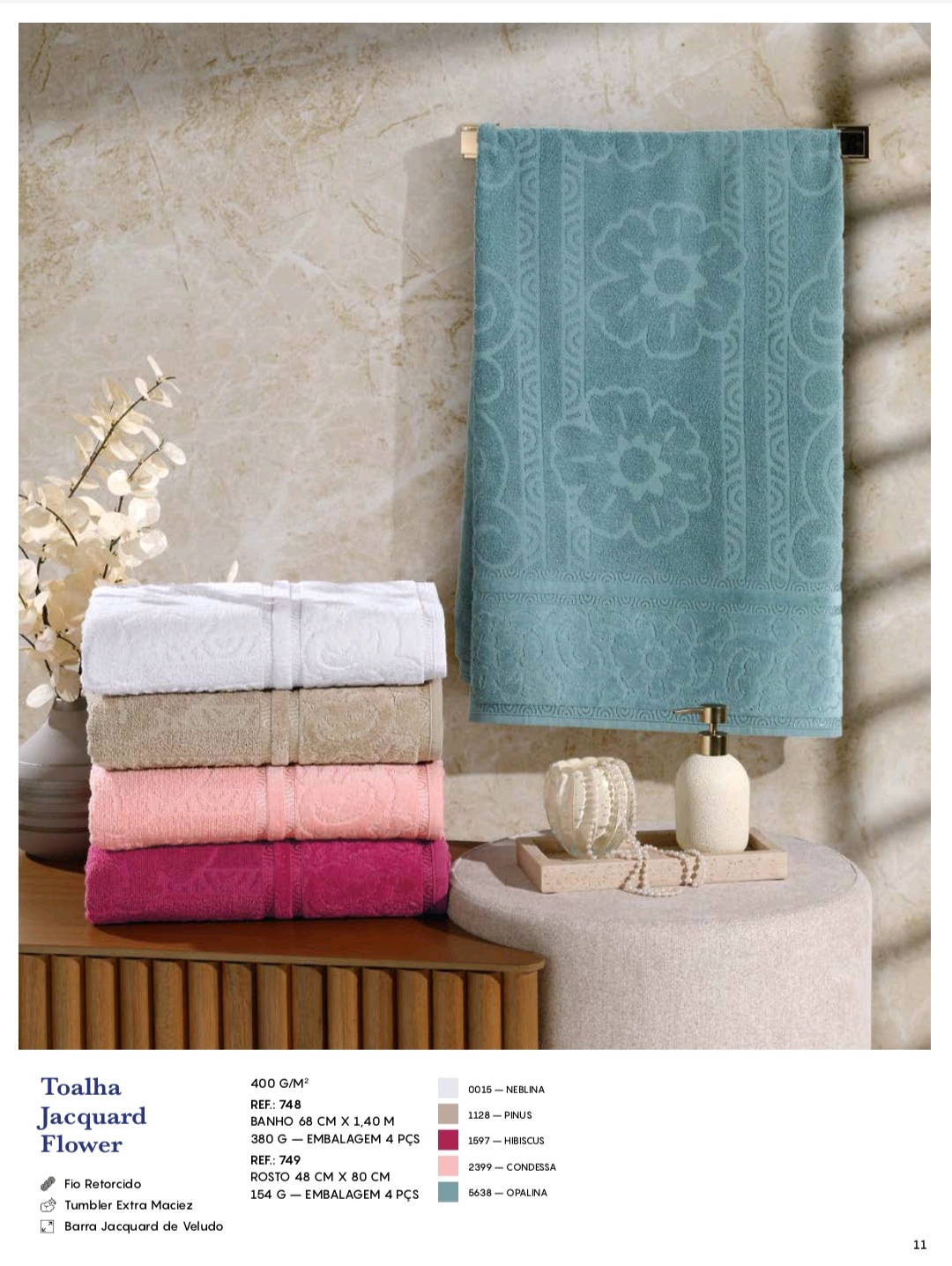 TOALHA BANHO FLOWER REF.748 BCO 68X1,40.