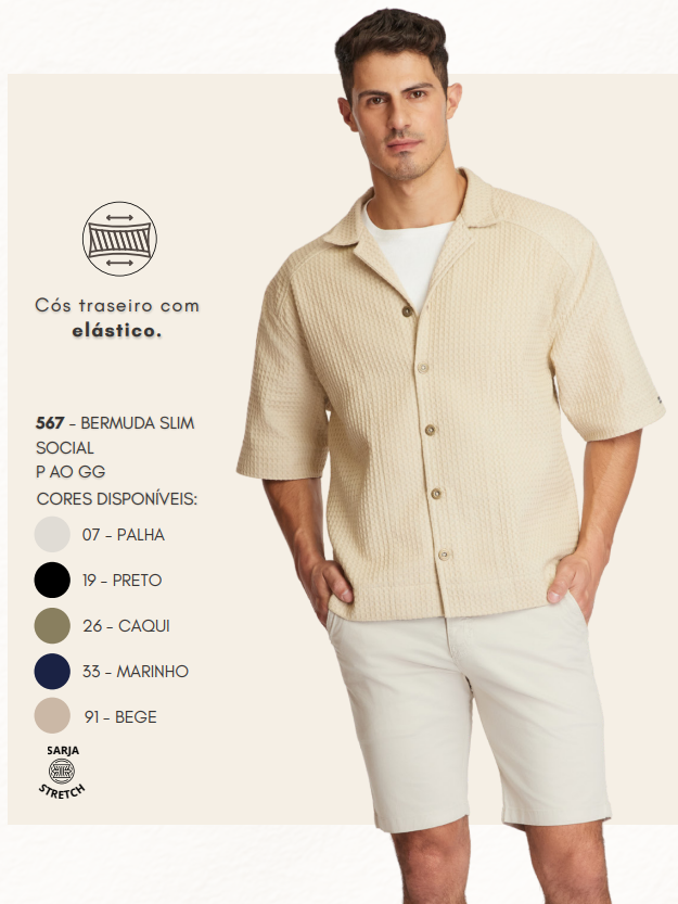 BERMUDA MASC ADT SLIM REF.567 PALHA M.