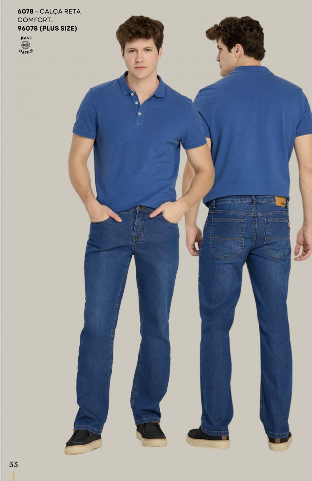 CALÇA MASC ADT RETA REF.6078 JNS 42.