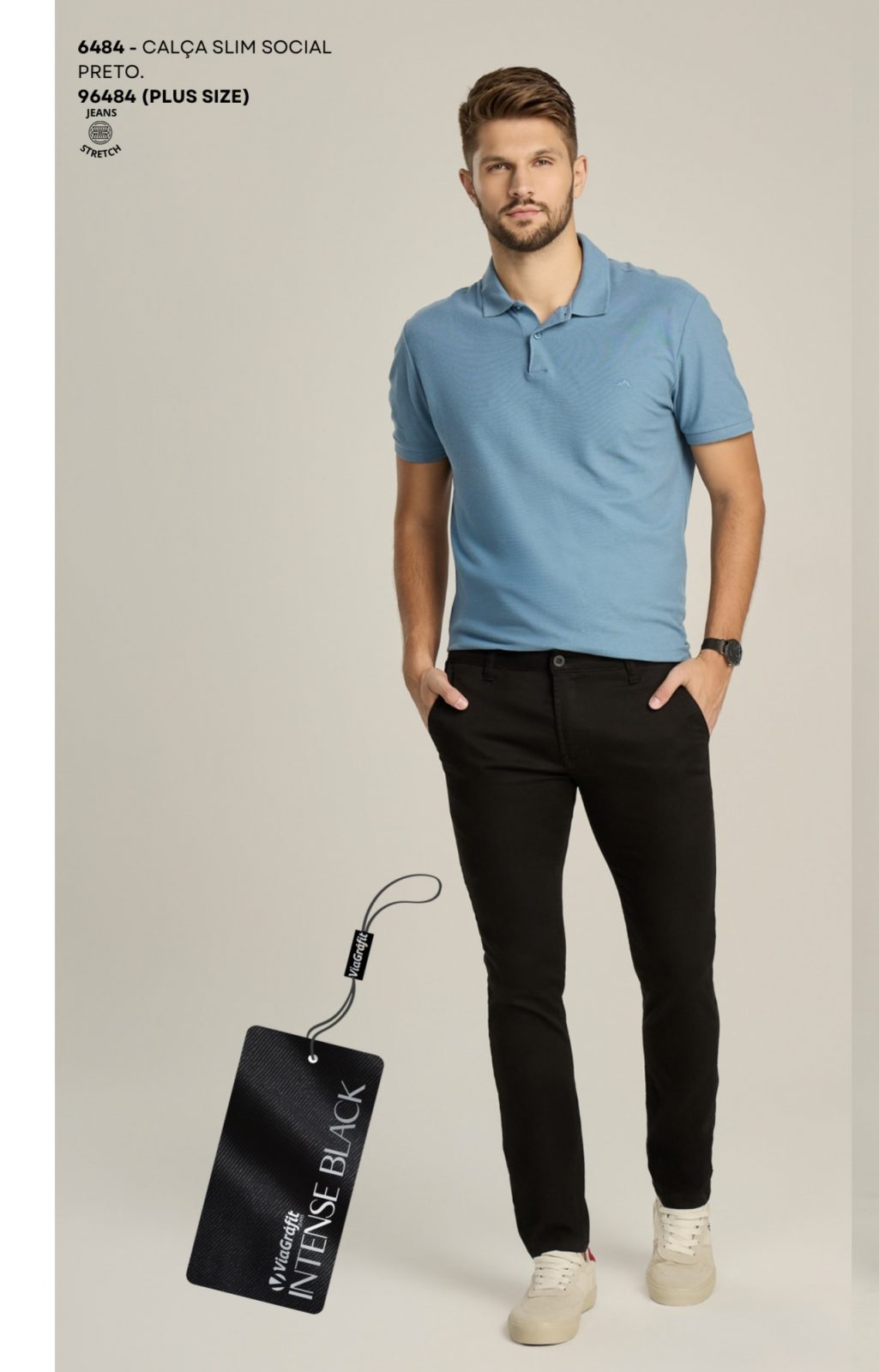 CALÇA MASC ADT SLIM SOC REF.6484 PTO 40.