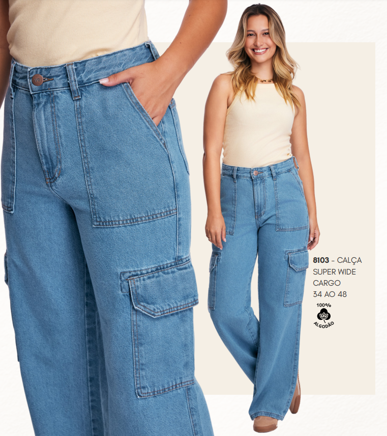 CALÇA FEM ADT WIDE LEG REF.8103 JNS/CL 40.
