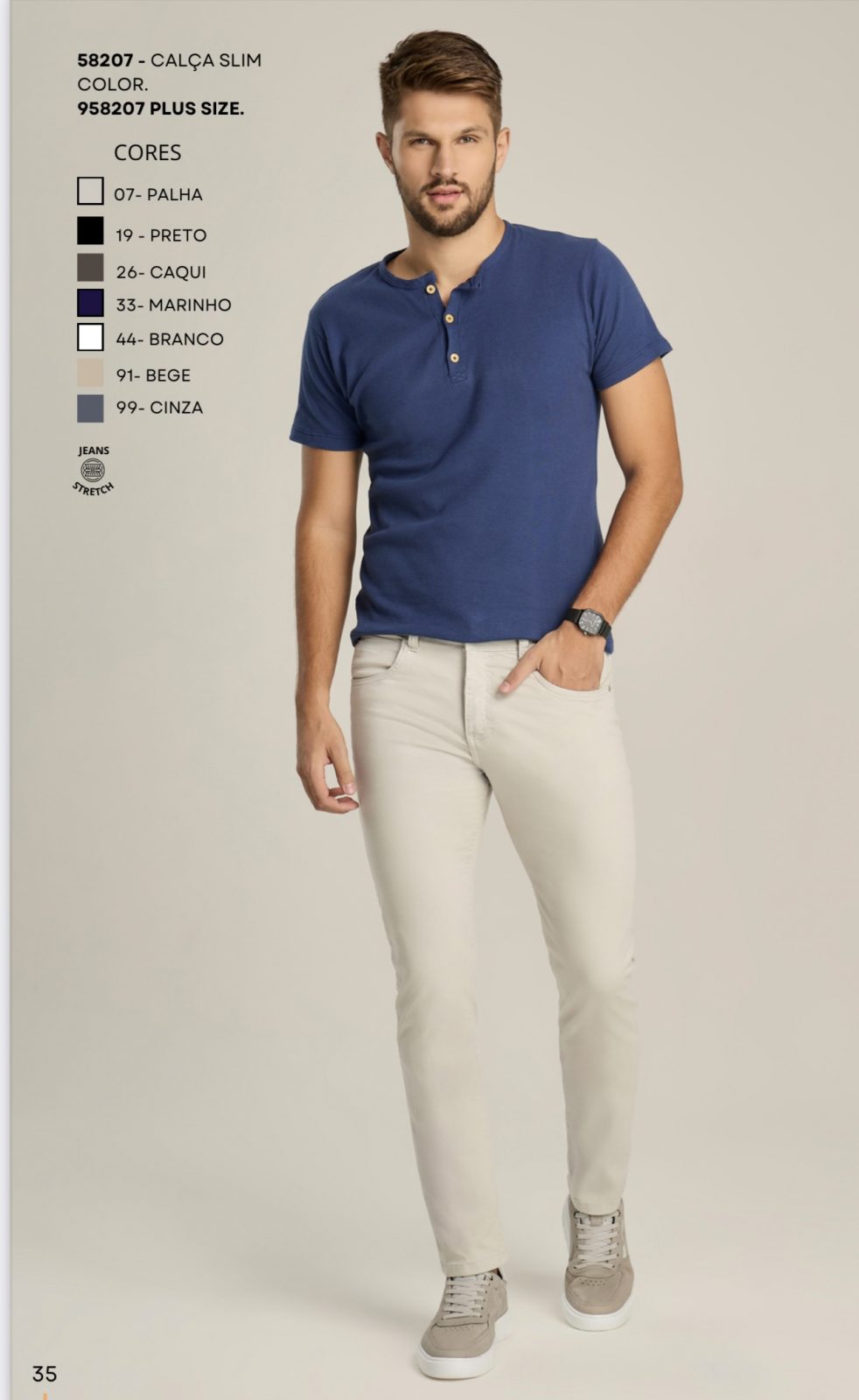 CALCA MASC SLIM R12 REF.958207 OFF/WHT 50.
